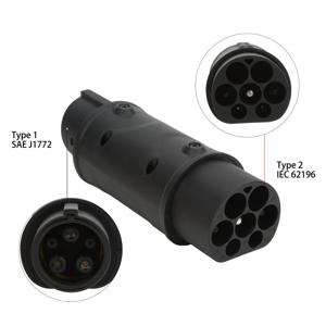 टाइप 2 से टाइप 1 ईवी चार्जर एडाप्टर ICE 62196 प्लग टू J1772 चार्जिंग एडाप्टर 16A/32A 230V कार चार्जर कनवर्टर इलेक्ट्रिक 3